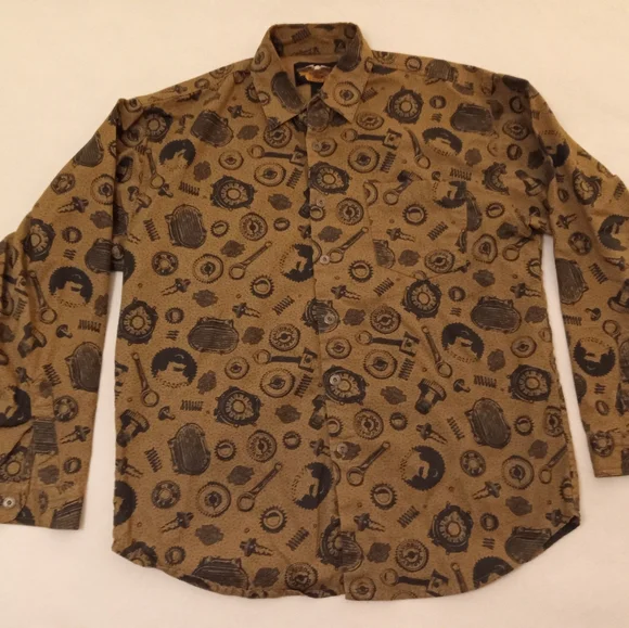Harley Davidson Motorcycles all over print button up shirt - Picture 1 of 3